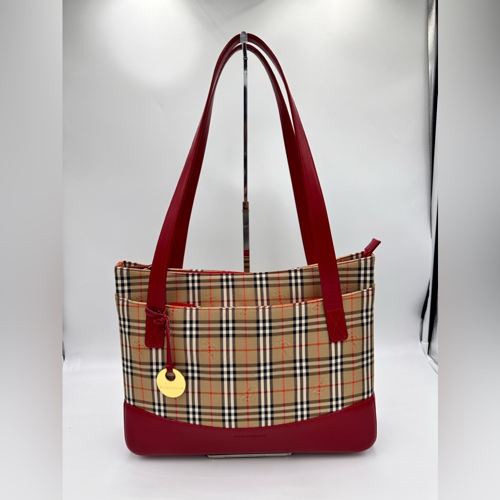 Authentic Burberry Nova Checkered Tote Shoulder Bag - Picture 1 of 10